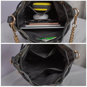 Geometric Reflective Luminous Bucket Bag Drawstring Crossbody Shoulder Bags