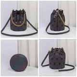 Geometric Reflective Luminous Bucket Bag Drawstring Crossbody Shoulder Bags