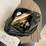 Winter Vintage PU Leather Women's Shoulder Handbags Solid Large Hobo Bags