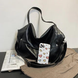 Winter Vintage PU Leather Women's Shoulder Handbags Solid Large Hobo Bags
