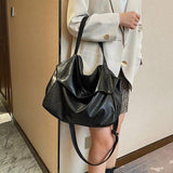 Winter Vintage PU Leather Women's Shoulder Handbags Solid Large Hobo Bags