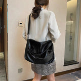 Winter Vintage PU Leather Women's Shoulder Handbags Solid Large Hobo Bags