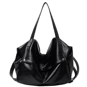 Winter Vintage PU Leather Women's Shoulder Handbags Solid Large Hobo Bags