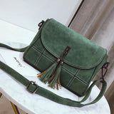 Plaid Messenger Handbags for Women Travel Shoulder Bag Tassels Crossbody Purse