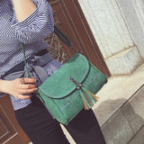 Plaid Messenger Handbags for Women Travel Shoulder Bag Tassels Crossbody Purse