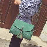 Plaid Messenger Handbags for Women Travel Shoulder Bag Tassels Crossbody Purse
