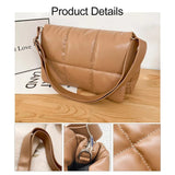 Quilted Nylon Shoulder Bag for Women with Fluffy Weave - Space Pad Design