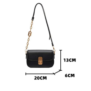 Metal & Leather Shoulder Strap Women's Bag