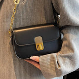 Metal & Leather Shoulder Strap Women's Bag