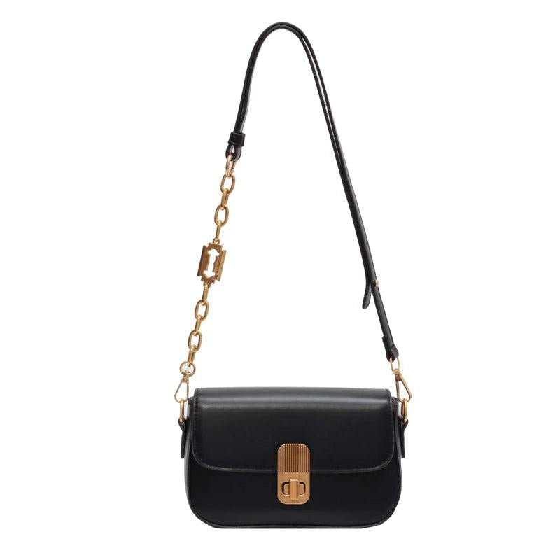 Metal & Leather Shoulder Strap Women's Bag