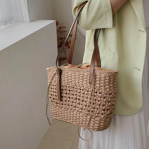 Summer Straw Shoulder Bag Casual Lady Tote Travel Bohemian Beach Handbag