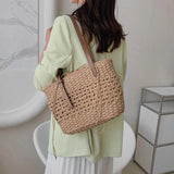 Summer Straw Shoulder Bag Casual Lady Tote Travel Bohemian Beach Handbag