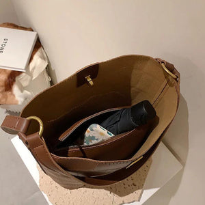 Vintage Bucket Crossbody Bag Soft Leather Tote Handbag