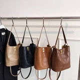 Vintage Bucket Crossbody Bag Soft Leather Tote Handbag