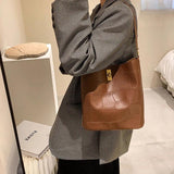 Vintage Bucket Crossbody Bag Soft Leather Tote Handbag