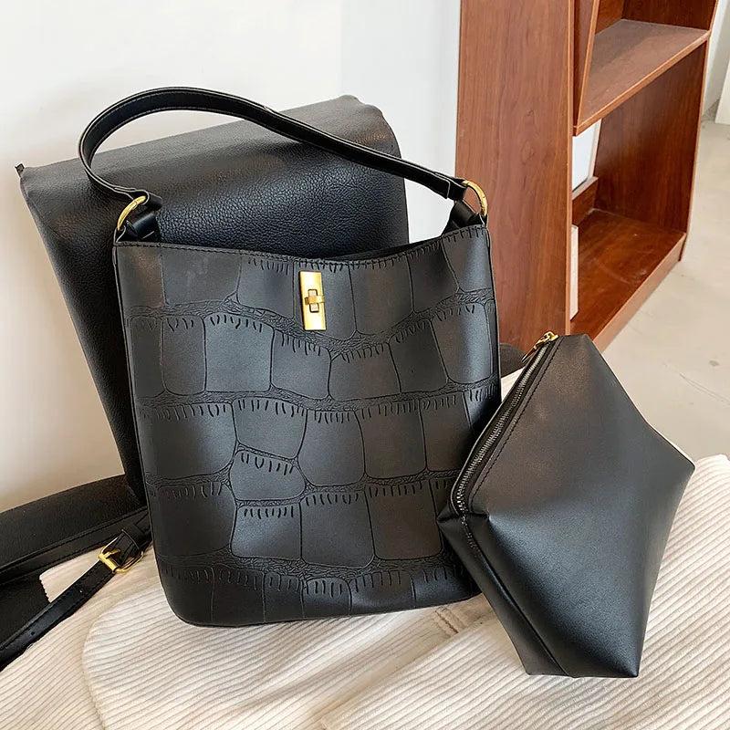 Vintage Bucket Crossbody Bag Soft Leather Tote Handbag