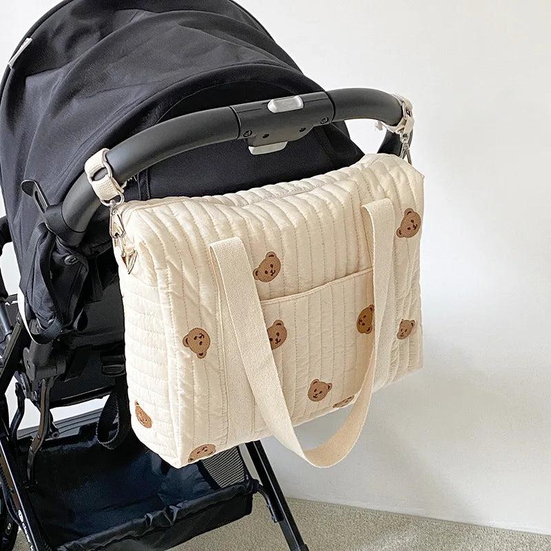 Bear Rabbit Embroidery Portable Mom Baby Shoulder Bag Mummy Travel Handbag