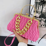 Women Pleated Shell Crossbody Bag Green Messenger