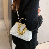 Women Pleated Shell Crossbody Bag Green Messenger