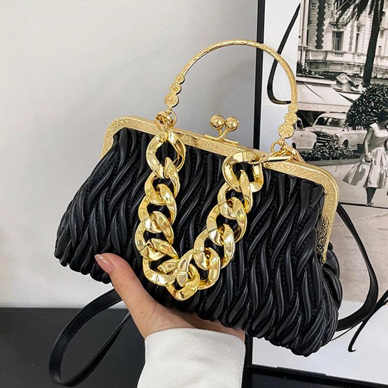 Women Pleated Shell Crossbody Bag Green Messenger