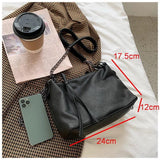 Retro Crossbody Bag Small Square Soft PU Leather Shoulder Chain Female Bag