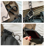 Retro Crossbody Bag Small Square Soft PU Leather Shoulder Chain Female Bag