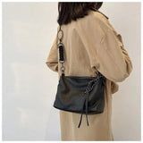 Retro Crossbody Bag Small Square Soft PU Leather Shoulder Chain Female Bag