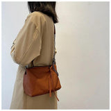 Retro Crossbody Bag Small Square Soft PU Leather Shoulder Chain Female Bag