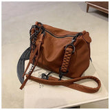 Retro Crossbody Bag Small Square Soft PU Leather Shoulder Chain Female Bag