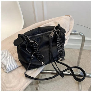 Retro Crossbody Bag Small Square Soft PU Leather Shoulder Chain Female Bag