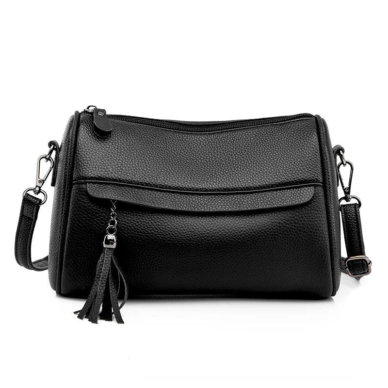 Cowhide Leather Women Shoulder Bag High Capacity Handbag