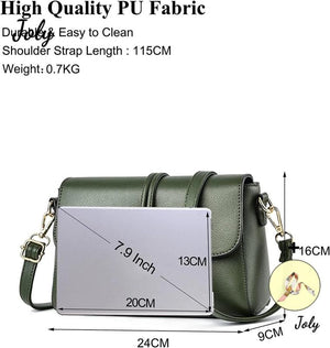 Green Women's Shoulder Crossbody Bag Waterproof PU Leather