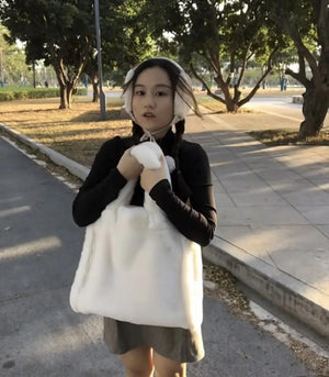 Winter Women Shoulder Fur Bag Handbag Tote Large Capacity