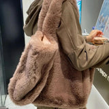 Winter Women Shoulder Fur Bag Handbag Tote Large Capacity