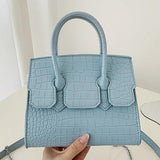 Purple Crocodile Pattern PU Leather Handbag Chain Shoulder Bag