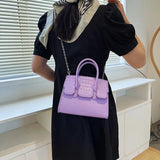 Purple Crocodile Pattern PU Leather Handbag Chain Shoulder Bag