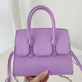 Purple Crocodile Pattern PU Leather Handbag Chain Shoulder Bag