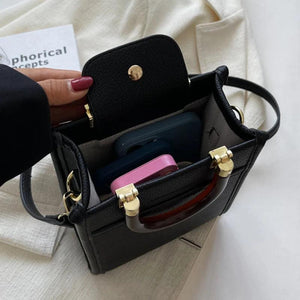 Women High Handbag Lady PU Leather Brown Small Totes Female Shoulder Bags