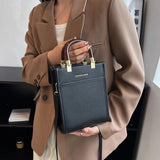 Women High Handbag Lady PU Leather Brown Small Totes Female Shoulder Bags