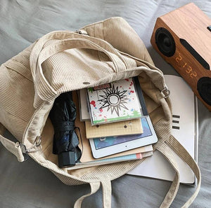 Y2K Vintage Corduroy School Laptop Bag