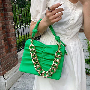 Green Crossbody Shoulder Bag Soft Pu Leather Small Tote Clutch