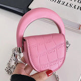 Women Pink Small Handbags Short Handle Clutches PU Leather Totes Bag