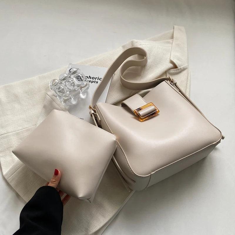 Solid Women Handbag Large Capacity Shoulder Bags PU Leather Wild Bags Sac a Main