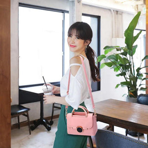 Crossbody Bags For Women PU Leather Handbag Round Lock Shoulder Messenger Bag