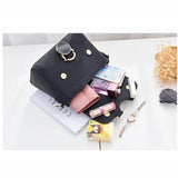 Crossbody Bags For Women PU Leather Handbag Round Lock Shoulder Messenger Bag