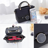 Crossbody Bags For Women PU Leather Handbag Round Lock Shoulder Messenger Bag