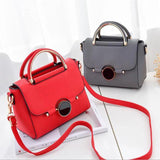 Crossbody Bags For Women PU Leather Handbag Round Lock Shoulder Messenger Bag