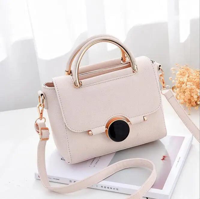 Crossbody Bags For Women PU Leather Handbag Round Lock Shoulder Messenger Bag