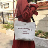 Canvas Bag Women's Handbags Button Casual Messenger Bag