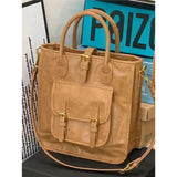 Vintage Leather Tote Bag for Women Large Capacity Handbag
